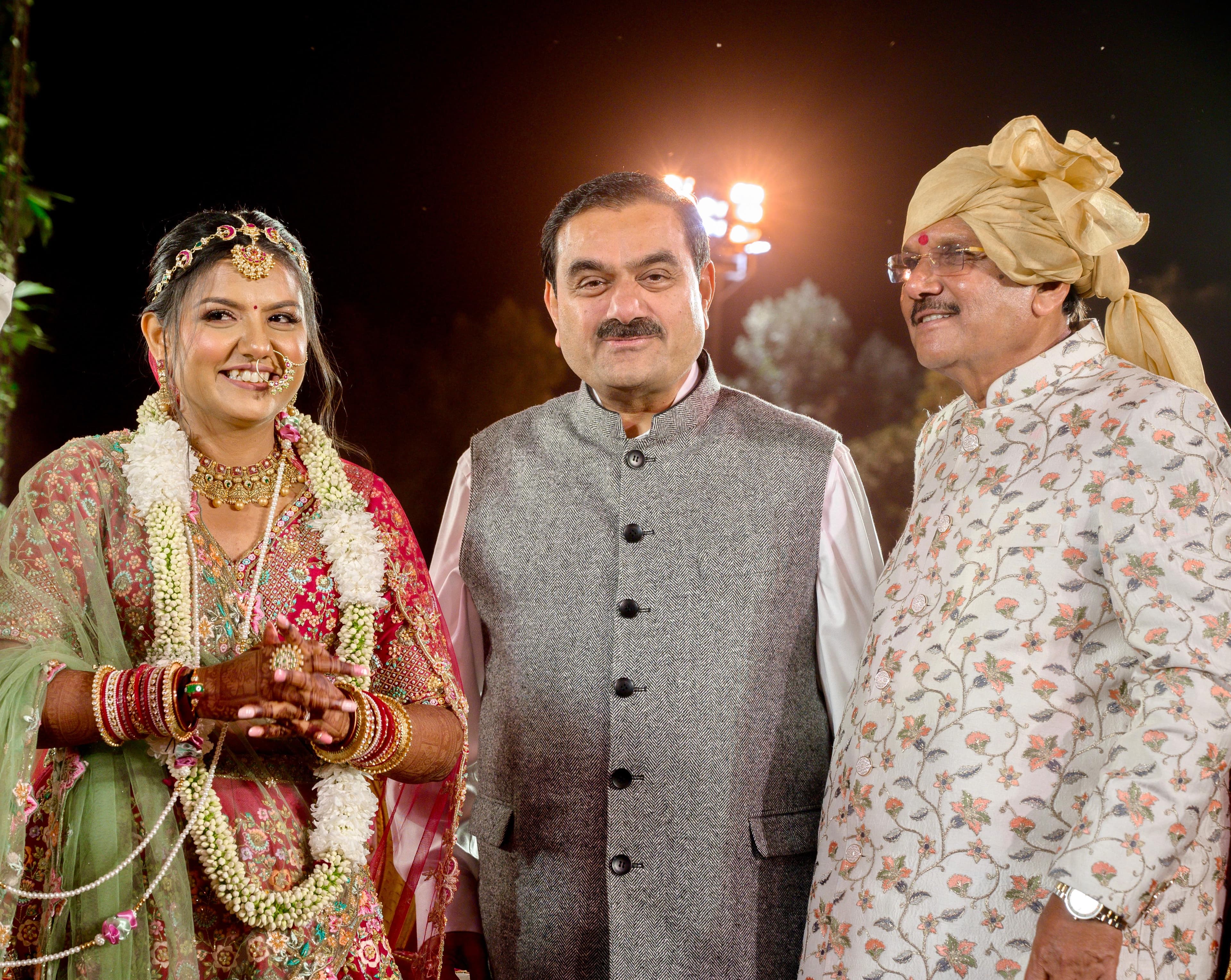 Dr. Dhara Dani as bride with Shri Gautam Adani and family at the wedding celebration